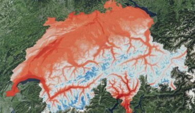 Switzerland's temperature map looks insane. Air temperature July 1981-2010