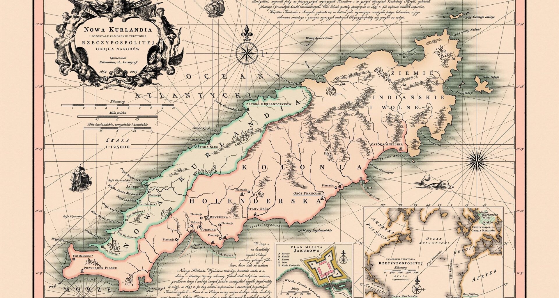 Map of Polish colonies in the 17th century