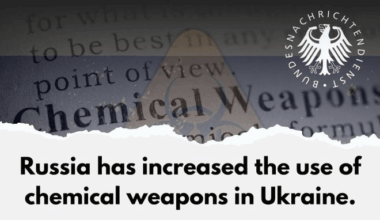Germany's BND says Russia is using tear gas and lethal chloropicrin in Ukraine, violating the Chemical Weapons Convention. Dutch and German sources confirm the expanded chemical weapons use, verified by Dutch defense officials, according to Reuters.
