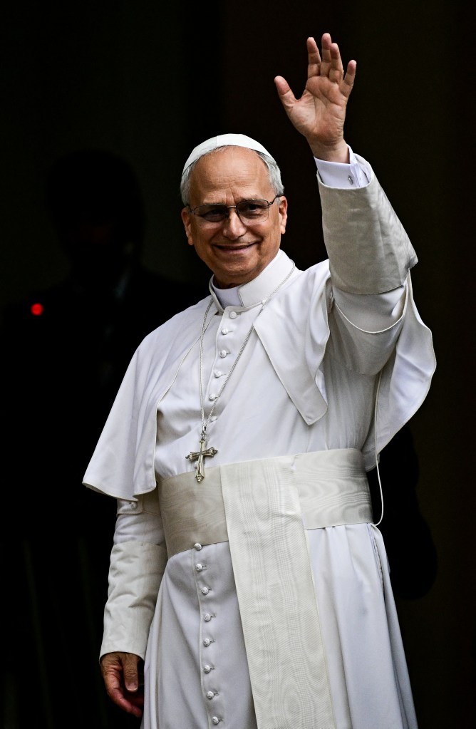 Pope Leo XIV waving.