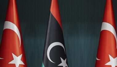 Turkish and Libyan flags displayed side by side during a bilateral meeting in Ankara, Türkiye, accessed on June 29, 2025. (AA Photo)