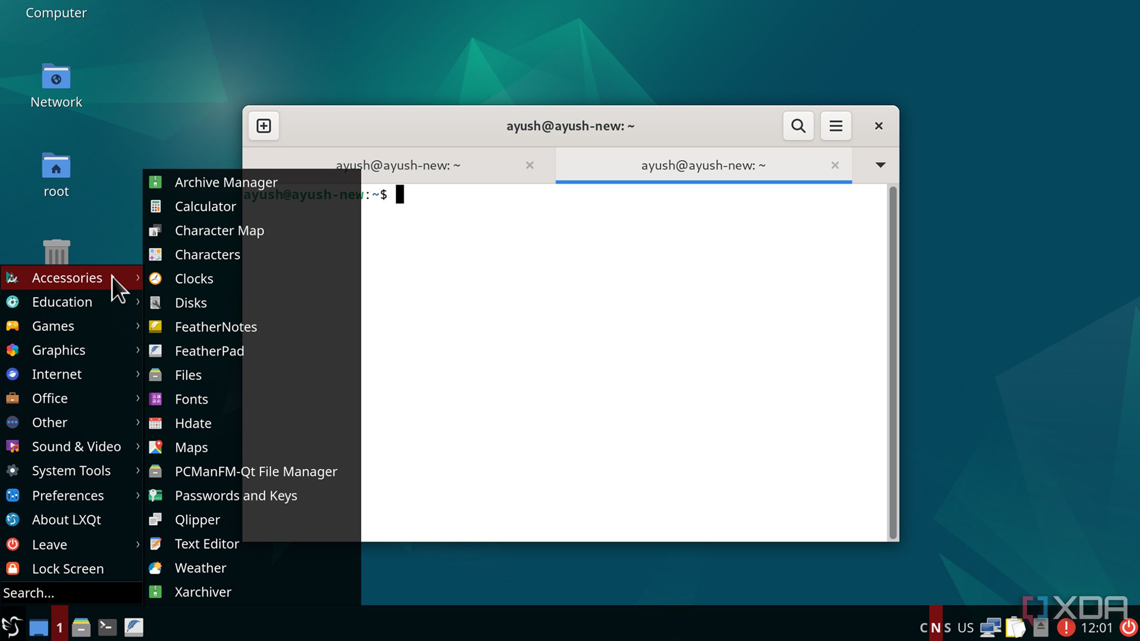 The LXQt desktop environment