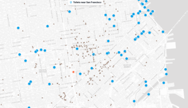 [OC] Map of SF public toilets vs reported human shits