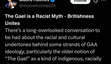 Bryson-lite Twitterer says Gaels a "racist myth"