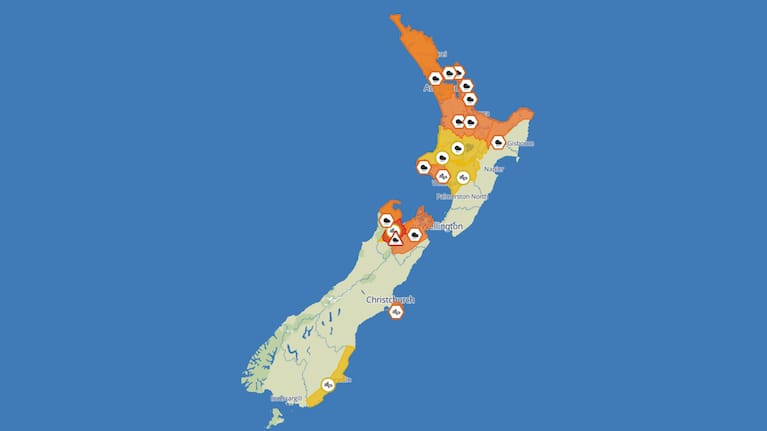 MetService weather warnings and watches for July 11 as of 10am.
