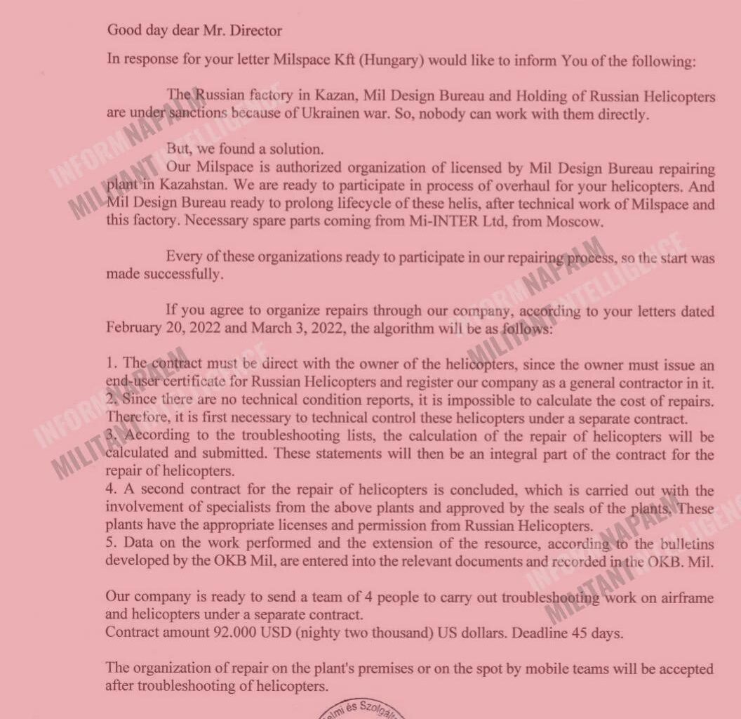 Hungarian company from Budapest helps Russian army avoid sanctions. Director Botond Bordás offers his services in a letter