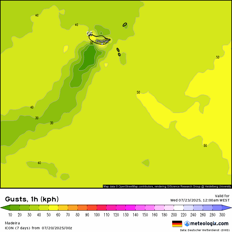Aumento do vento ao longo de quarta-quinta na Madeira