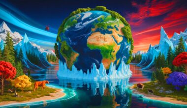 Illustration of Earth's vital signs weakening due to climate change, generated by artificial intelligence.