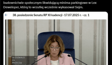 Senat przegłosował poprawkę likwidującą minimalną liczbę miejsc parkingowych w inwestycjach budowanych z Lex Developer