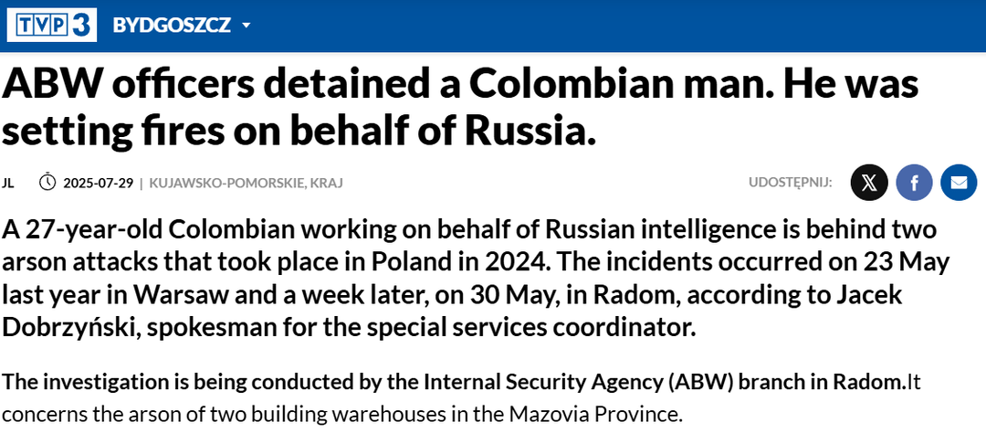 Colombian behind two 2024 arson attacks, hired by Russian state