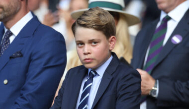 Prince George wears a suit and tie to Wimbledon on July 13 with father Prince William and sister Princess Charlotte