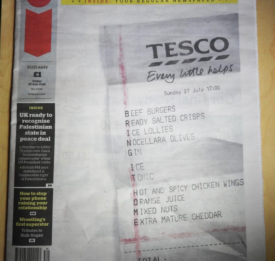 Hello, I'm the guy who makes "poems" from receipts. Here's my 4th receipt. It's a response to Tesco who have created ads with a similar idea for their current Women's Euros campaign. You know what they say about imitation...