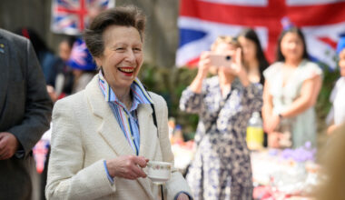 Princess Anne attends a Coronation street party, in Swindon
