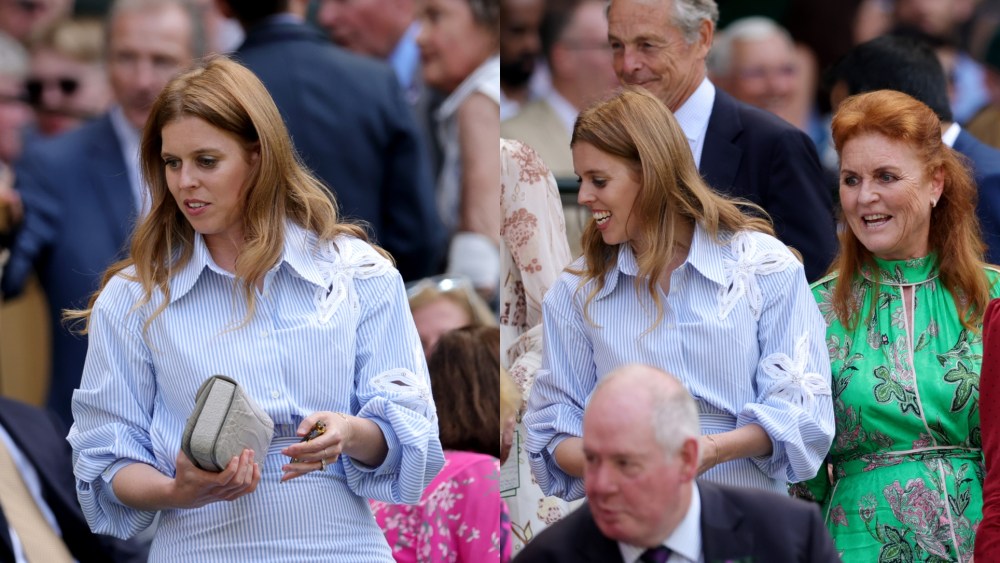 LONDON, ENGLAND - JUNE 30: Princess Beatrice of York and Sarah Ferguson, Duchess of York arrive in the Royal Box prior to the Gentlemen's Singles first round match between Fabio Fognini of Italy and Carlos Alcaraz of Spain on day one of The Championships Wimbledon 2025 at All England Lawn Tennis and Croquet Club on June 30, 2025 in London, England. (Photo by Julian Finney/Getty Images)