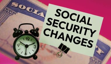 Social Security card with clock and a note indicating Social Security changes affecting payments
