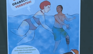 Germans are so depraved that they need to put PSA signs in public swimming pools to prevent Grettas groping short brown men with prosthetic legs