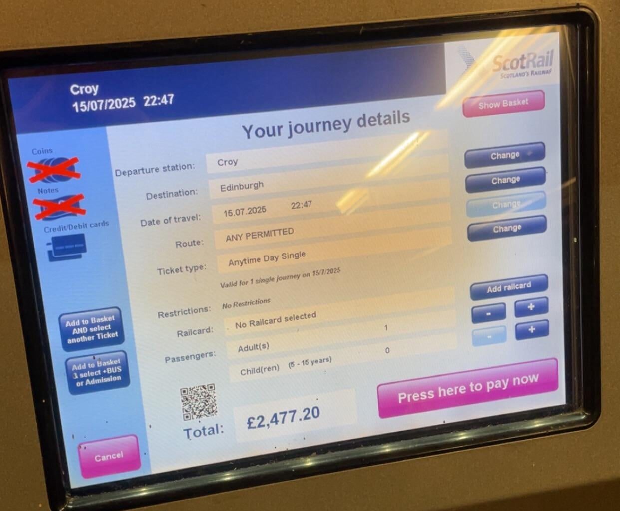 Scotrail prices getting a wee bit out of hand, wasn’t even peak time