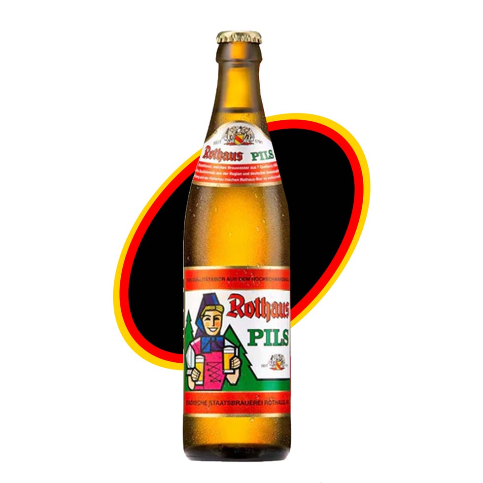 rothaus pils beer bottle with distinctive label design