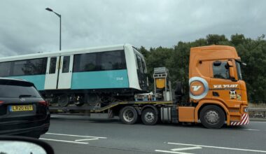 Saw new DLR trains being delivered to Beckton depot today