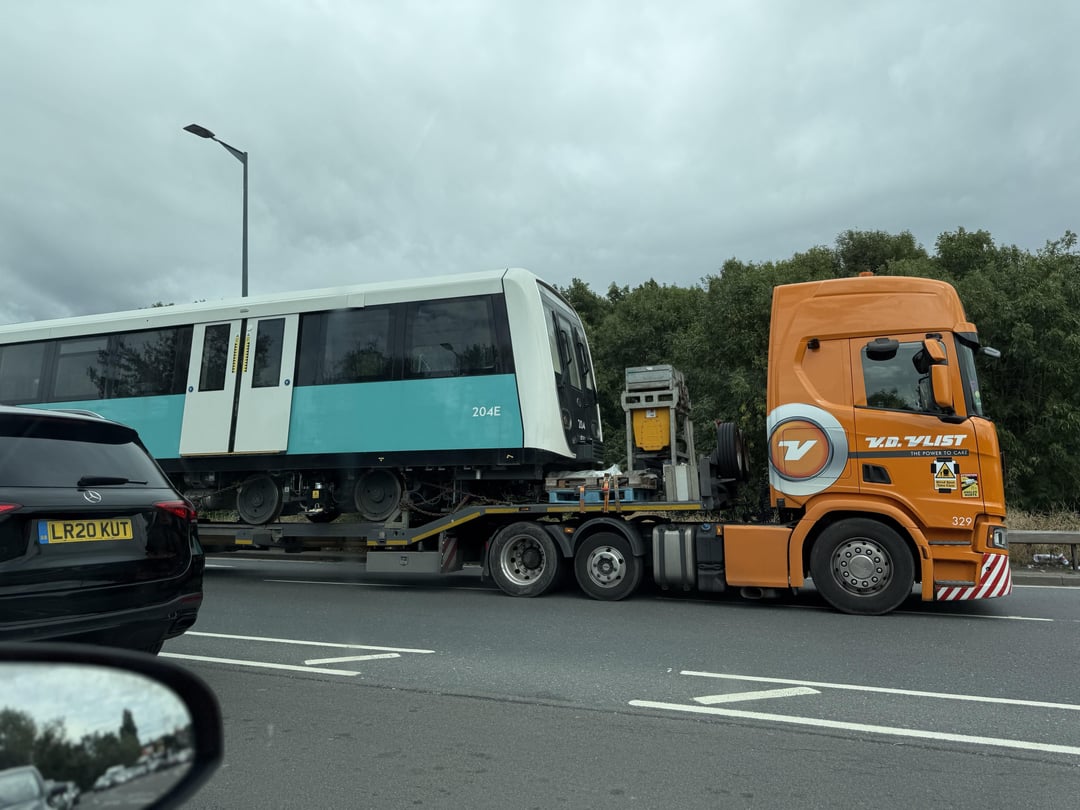 Saw new DLR trains being delivered to Beckton depot today
