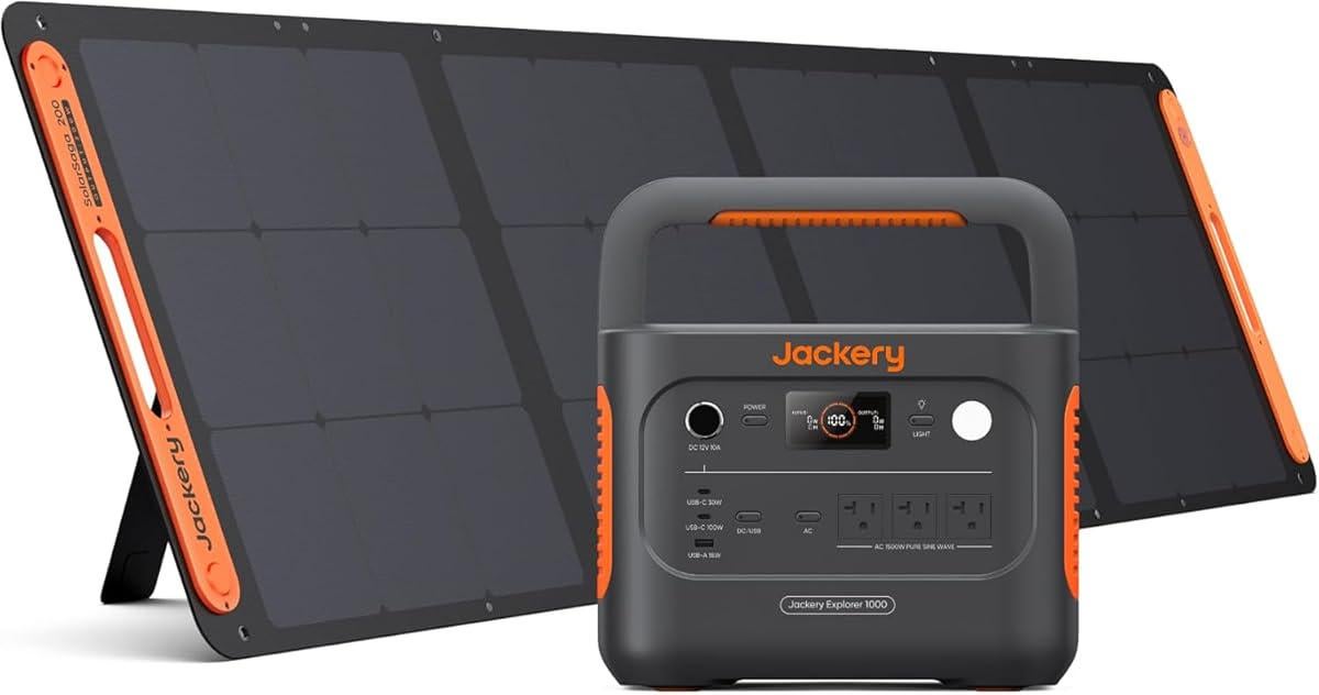 Amazon Offering 46% OFF Jackery Solar Generator 1000 v2 with 200W Solar Panel,1070Wh Portable Power Station LiFePO4 Battery - $699.00