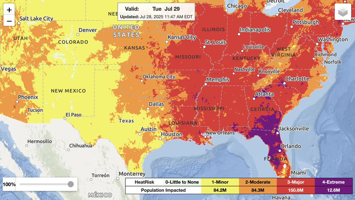 Scorching Heat Dome Sends Tampa to 100 Degrees F for the First Time