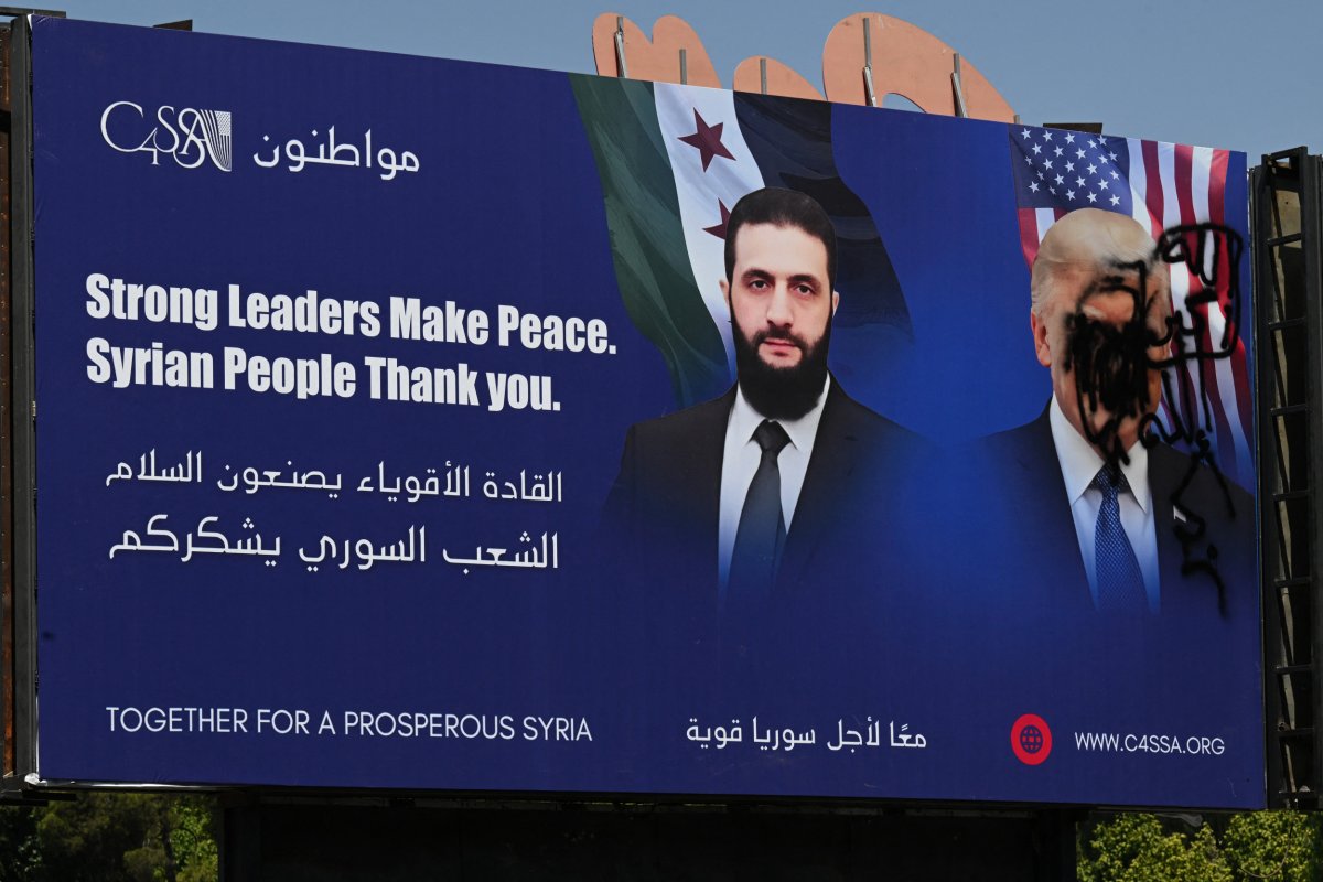 Sharaa, Trump, poster, Syria