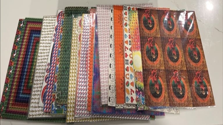 Sheets of LSD tabs seized by NZ Police.