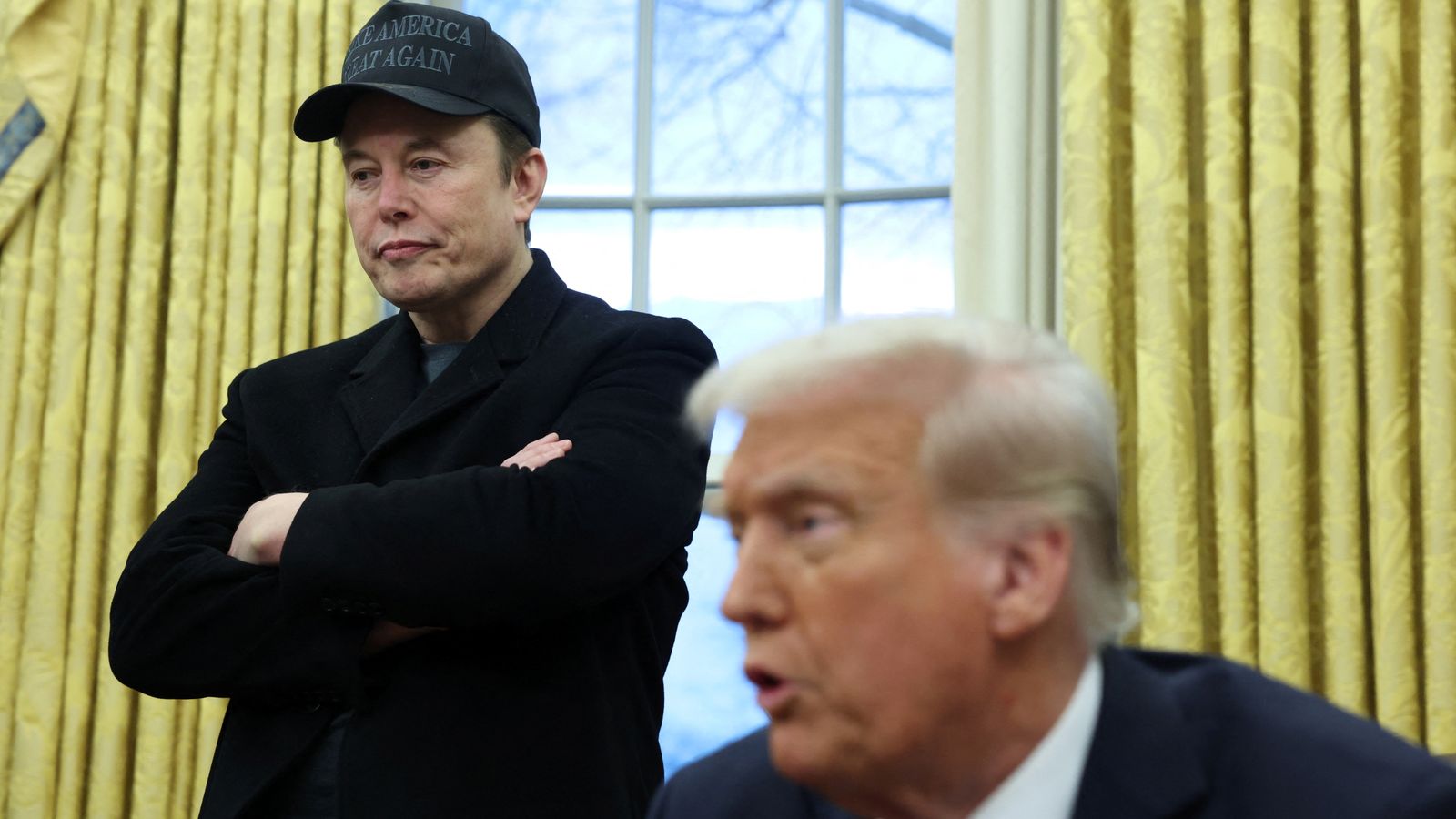 Elon Musk in the Oval Office with Donald Trump in February. Reuters file pic