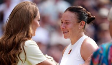 The Princess of Wales consoles Amanda Anisimova following the Ladies' Singles Final. Pic: PA