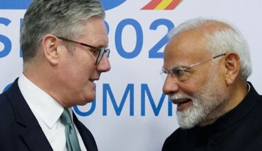 Sir Keir Starmer with the Indian PM, Narendra Modi at the G20 summit in Brazil in November 2024. Pic: Reuters