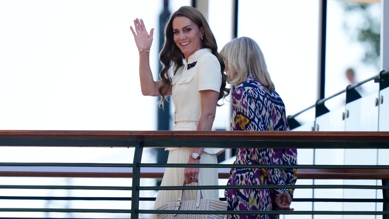 The Princess of Wales with AELTC chair Deborah Jevans on her arrival at the All England Lawn Tennis and Croquet Club, London. Picture date: 