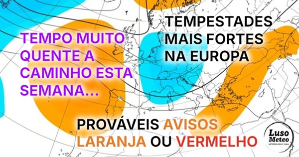 Vem aí uma forte onda de calor, dias muito quentes no litoral, vento e risco de incêndio - possível aviso vermelho novamente... - Tempo esta semana 21 a 27 de julho 2025