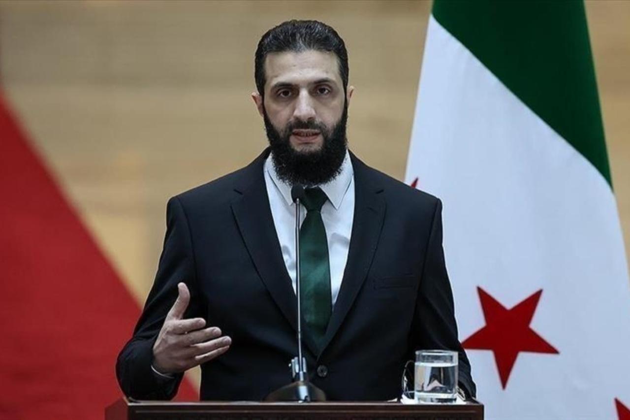 Syrian President Ahmed al-Sharaa, giving a speech, Syria, accessed on June 30, 2025 (AFP Photo)