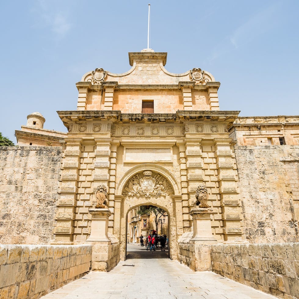 looking towards mdina gate which forms the main entrance to the former capital of malta pictured in april 2022.