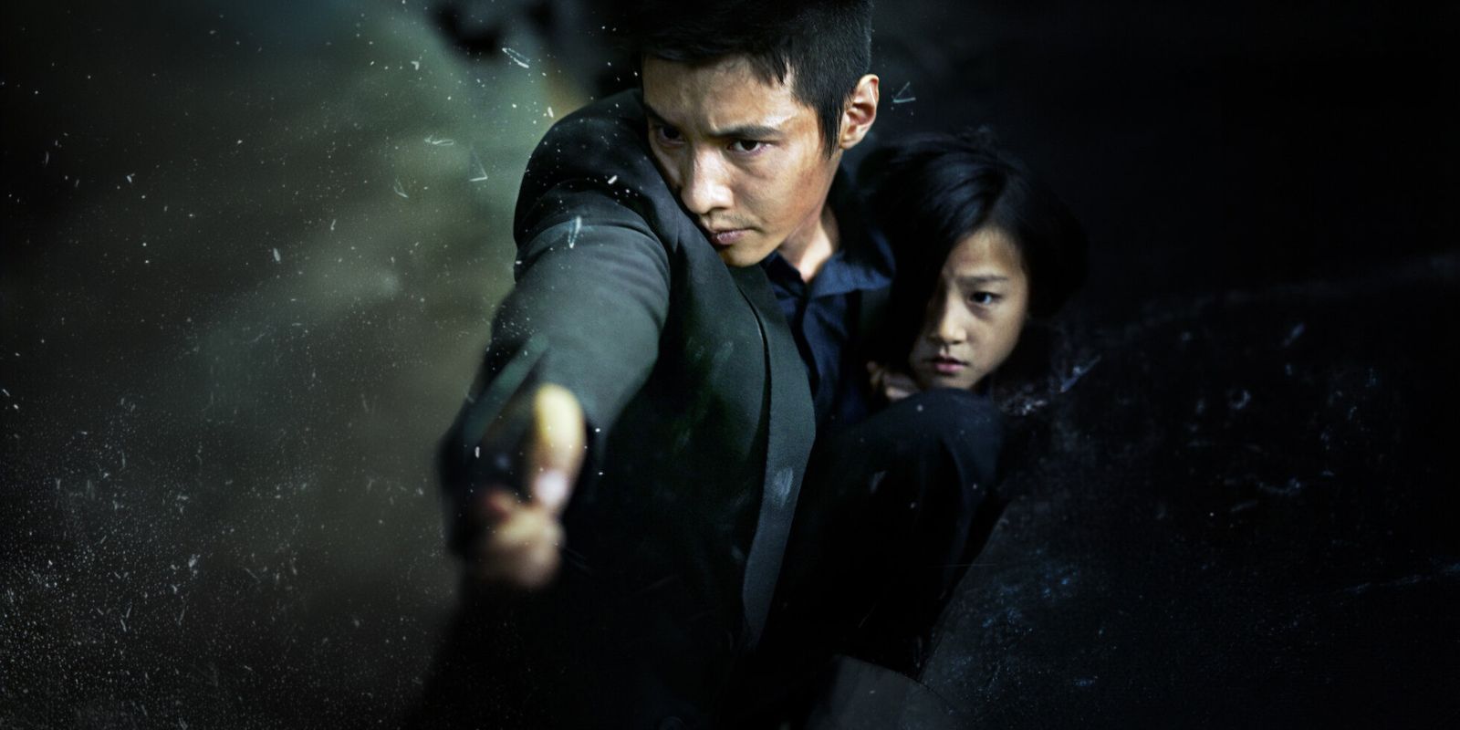 The Man From Nowhere poster showing a man protecting a young girl