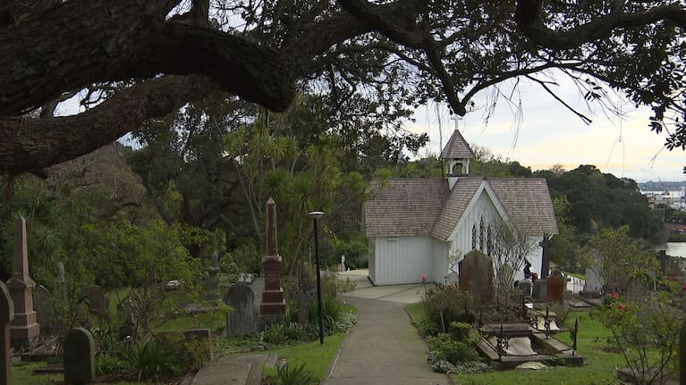 The St Stephen's Chapel and cemetery in Parnell.
