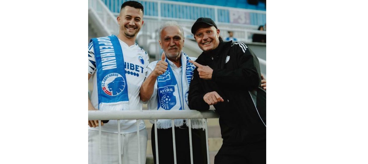 Copenhagen coach meets with an Albanian family from Denmark at the Pristina stadium
