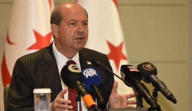 Turkish Cyprus President Ersin Tatar speaking after the meeting with the Greek Cypriot leader, Nicosia, May 5, 2025. (IHA Photo)