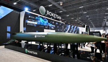 Roketsans Tayfun (Block-4) ballistic missile are showcased at 17th International Defense Industry Fair (IDEF 2025) in Istanbul, Türkiye on July 26, 2025. (AA Photo)