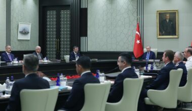 Trkish President Recep Tayyip Erdogan chairs the National Security Council (NSC) meeting at the Presidential Complex in Ankara, Türkiye on July 30, 2025. (Turkish Presidency / AA Photo)