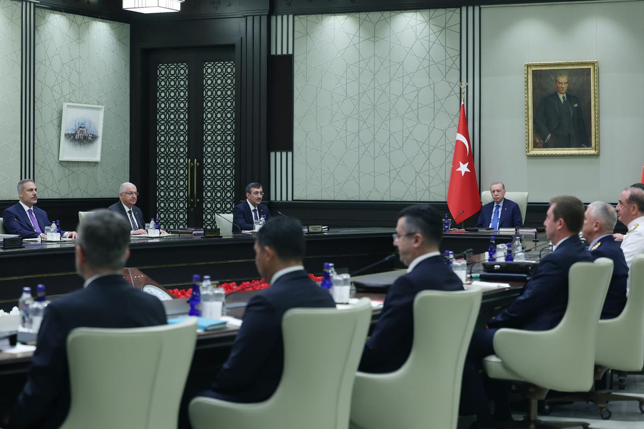 Trkish President Recep Tayyip Erdogan chairs the National Security Council (NSC) meeting at the Presidential Complex in Ankara, Türkiye on July 30, 2025. (Turkish Presidency / AA Photo)