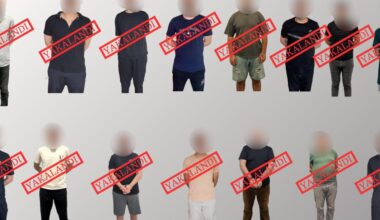 Photos of suspects wearing vests labeled  Yakalandi  (Caught). (@aliyerlikaya via X)