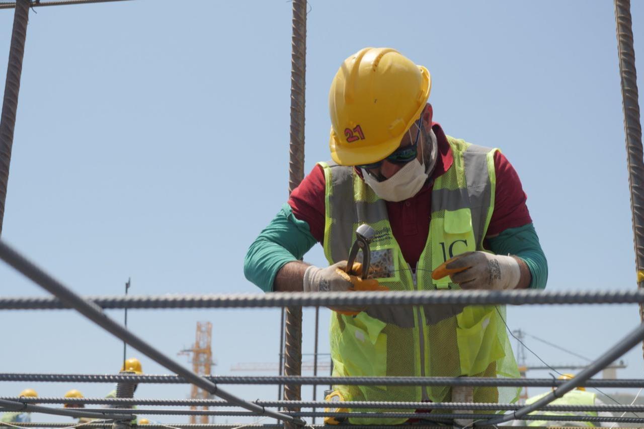 An employee works at the Akkuyu Nuclear Power Plant construction site in Mersin, southern Türkiye, February 9, 2021. (IHA Photo)
