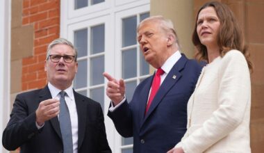Donald Trump humiliated as bagpipes drown out key speech in Scotland