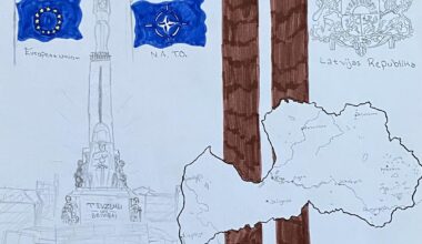 Hand drawn map of Latvia