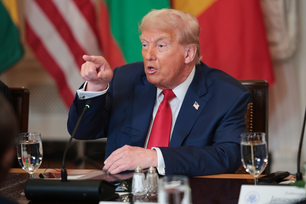 President Trump speaking at a meeting with African leaders.