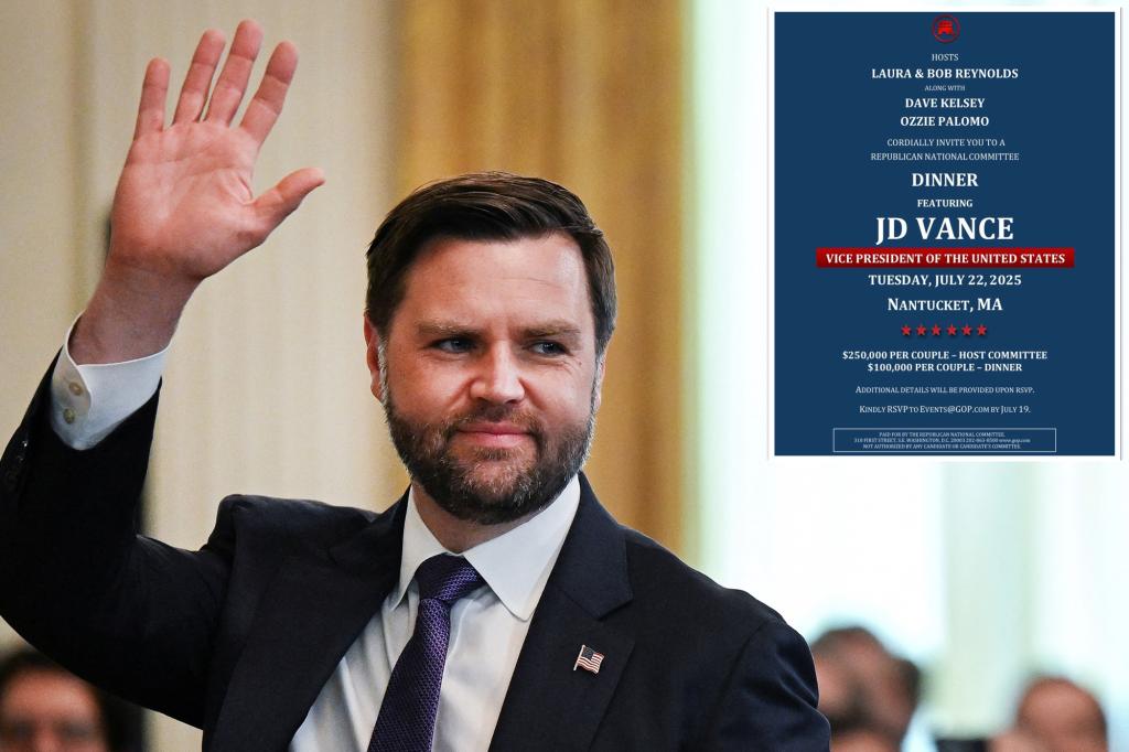 Vice President JD Vance rakes in $3M for GOP at Nantucket fundraiser
