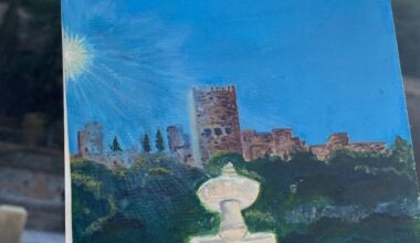 Pintura que hice de la Alhambra desde el Paseo de los Tristes 🌅