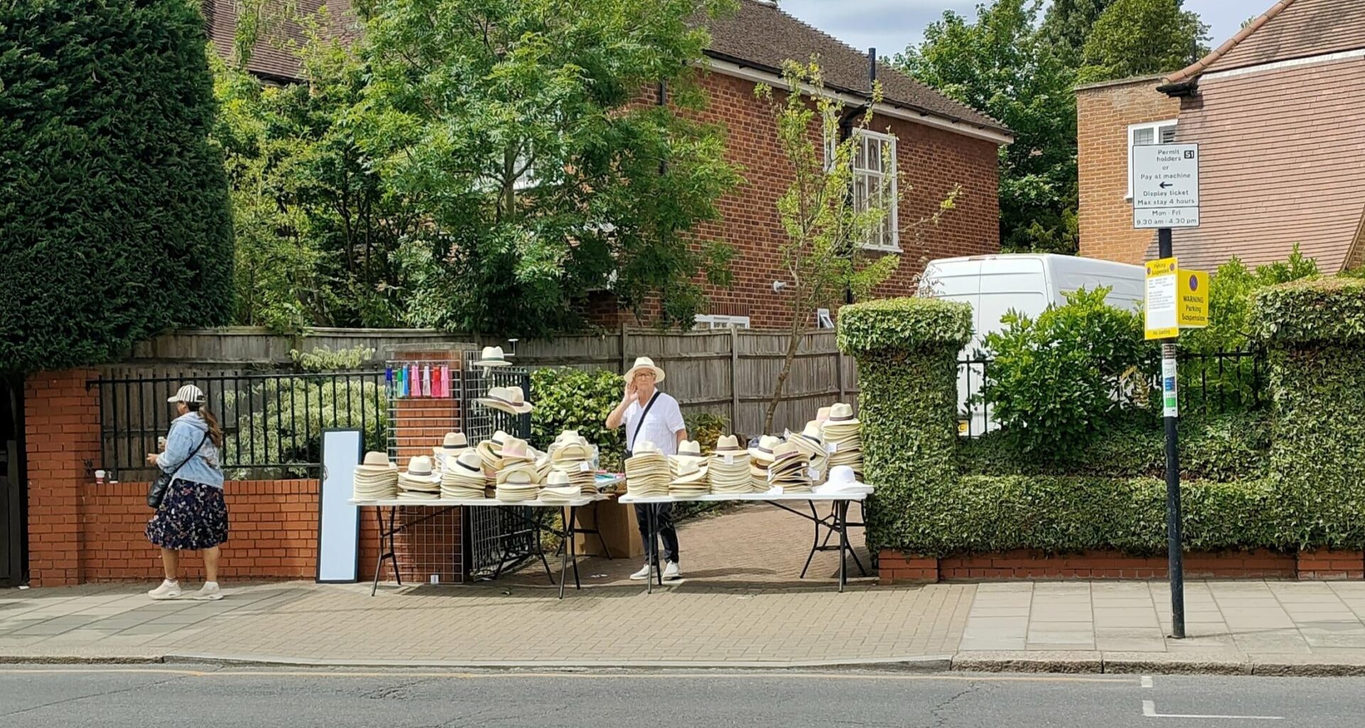 Near Wimbledon Tennis Courts. The locals cashing in.. Nice holiday for him already paid for. 😅